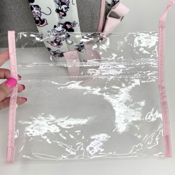 Disney Baby Minnie Mouse Multi-Pocket Diaper Bag Backpack- Grey and Pink - Picture 10 of 13